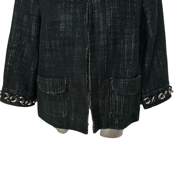MICHAEL by Michael Kors Blazer Black Silver White Chain Cropped Women's Medium - Picture 6 of 11